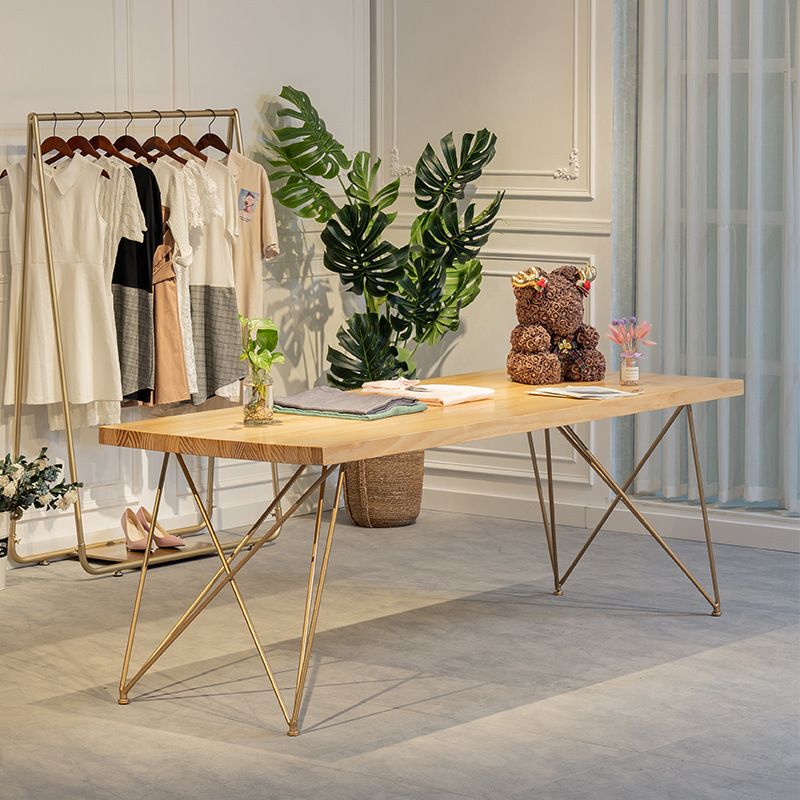 Glam Solid Wood Writing Desk Natural Hairpin Base Type Office Desk