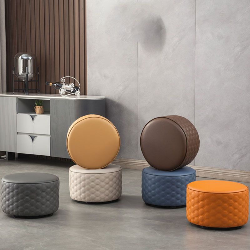 Genuine Leather Standard Stool Modern Minimalist Round Footrest Clearhalo 'furn' 'furn_ottomans_poufs' 'Furniture' 'Living Room Furniture' 'Ottomans & Poufs' 'ottomans_poufs' 1200x1200_0a919440-785e-4996-89b5-a8479e106c98