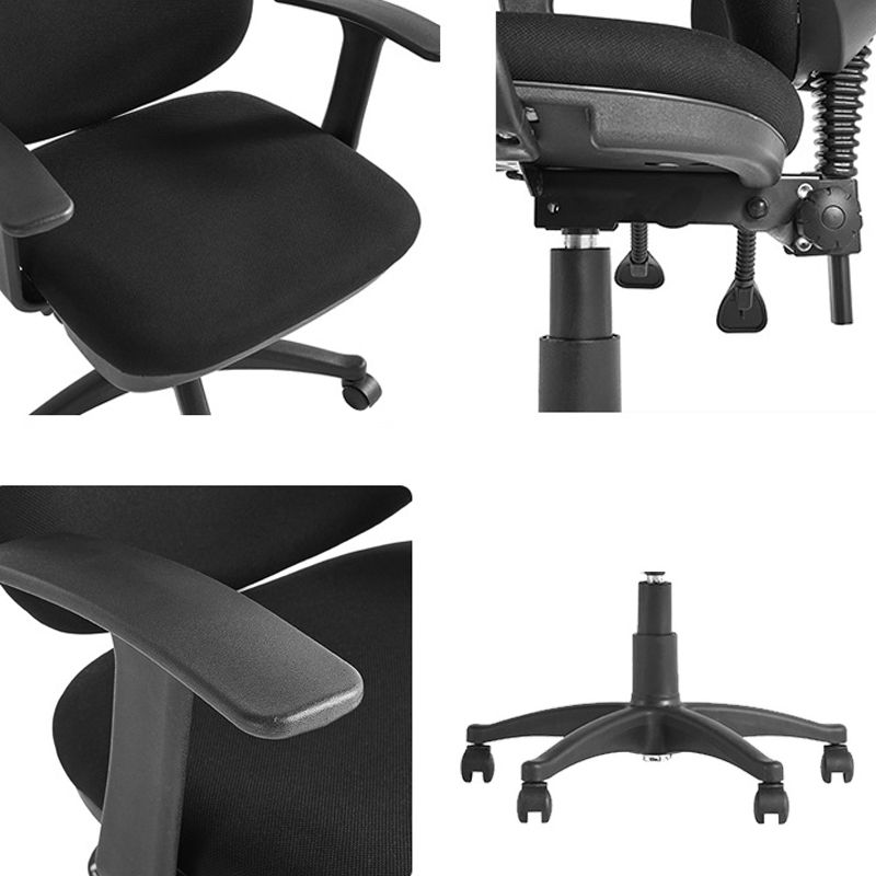 Modern Black Swivel Computer Chair Fixed Arms Height-adjustable Office Chair Clearhalo 'furn' 'furn_office_chair' 'Furniture' 'Office Chairs' 'Office Furniture' 'office_chair' 1200x1200_0a91a864-ea8d-4693-8b29-f7ac4910aaeb