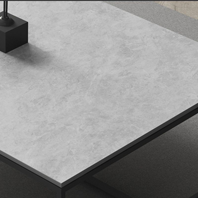 Glam 16.5" H Rectangle Slate Coffee Table Iron Trestle Cocktail Table Clearhalo 'Coffee & Accent Tables' 'Coffee Tables' 'coffee_tables' 'furn' 'furn_coffee_tables' 'Furniture' 'Living Room Furniture' 1200x1200_0a92547f-916d-4740-9568-1b7bb8414f90