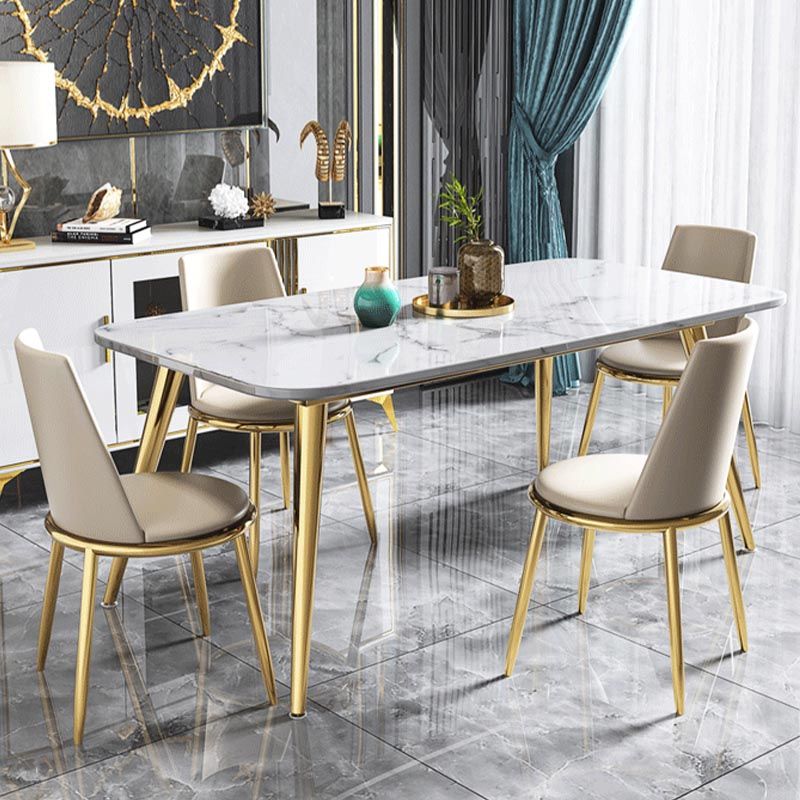 グラムダイニングサイドチェアダイニングルーム用の金色の足のある布張りのサイドチェア