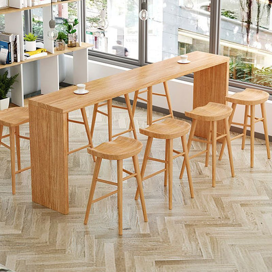 Modern Rectangle Bar Dining Table Double Pedestal Wood Bar Height Table in Brown Clearhalo 'Bar Furniture' 'Bar Tables' 'bar_tables' 'furn' 'furn_bar_tables' 'Furniture' 'furniture_bar_tables' 'Kitchen & Dining Furniture' 'kitchen&dining_furn' 'kitchen' 1200x1200_0a9650dc-4c33-46af-9f0d-a5291b7ab258