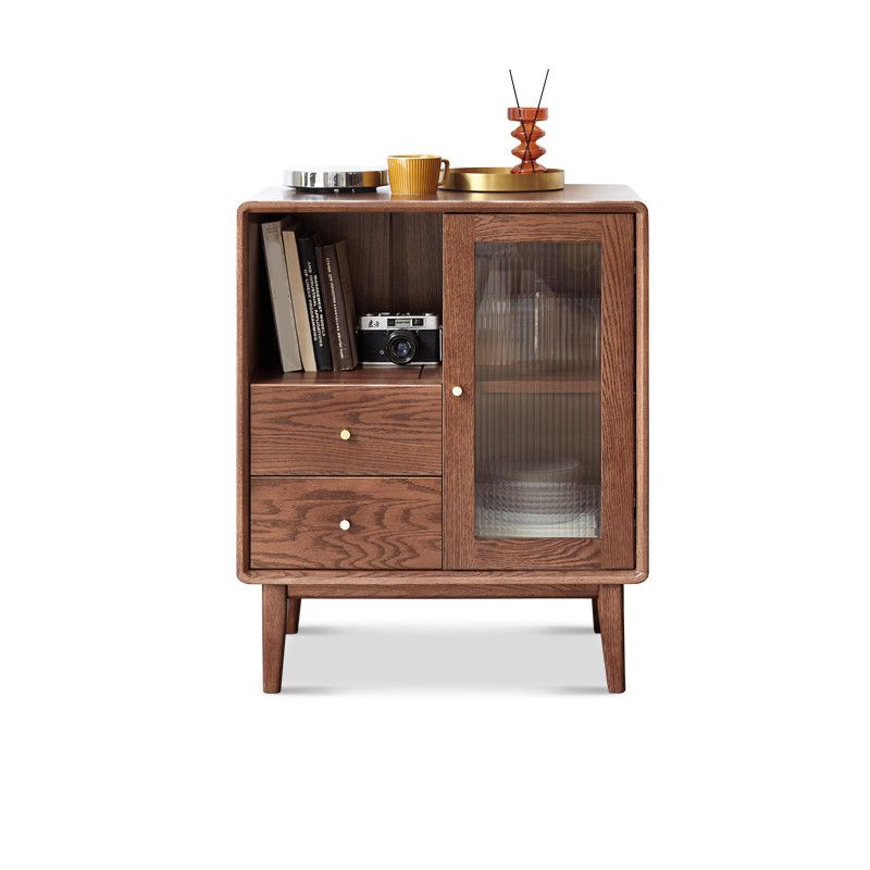 Soggiorno al soggiorno in vetro Accento standard in legno massiccio con ripiani