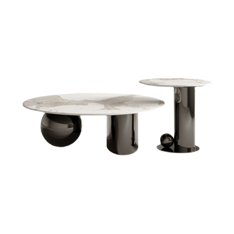 Glam Round Slate Cocktail Table Stainless Steel Abstract Coffee Table Clearhalo 'Coffee & Accent Tables' 'Coffee Tables' 'coffee_tables' 'furn' 'furn_coffee_tables' 'Furniture' 'Living Room Furniture' 1200x1200_0a98c570-77d1-4845-9a66-de5a36ca24ad