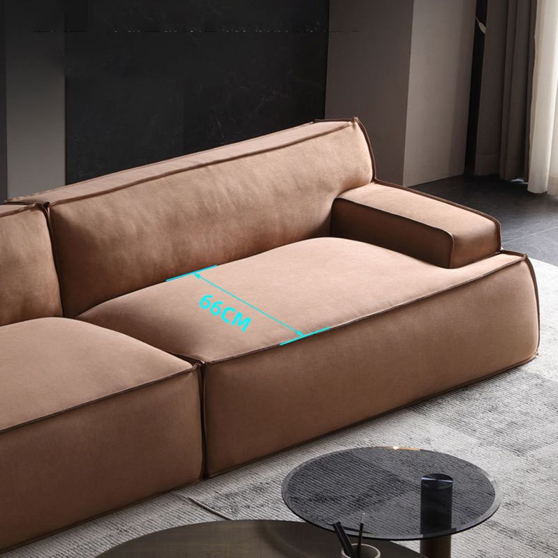 Brown Recessed Arm Sofa Contemporary 3/4-seater Suede Seating