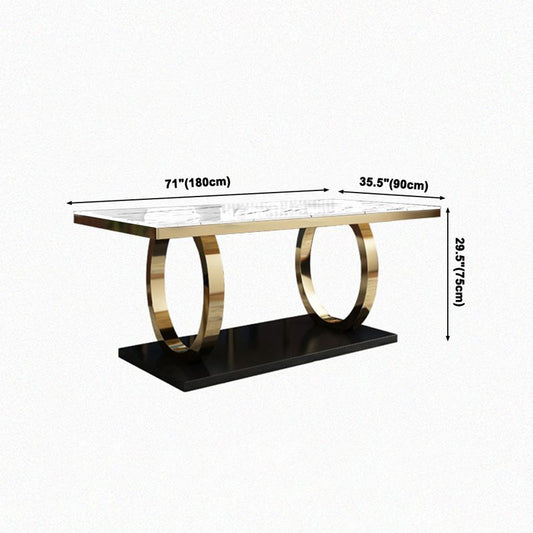Luxury Style Marble Dining Table Trestle Base Rectangle Table for Home