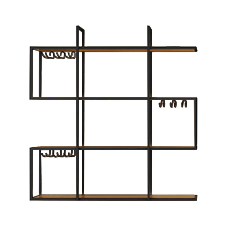 Wall Mounted Wine Rack Kit Metal and Wood Wine Holder Rack in Brown and Black Clearhalo 'furn' 'furn_wine_racks' 'Furniture' 'Kitchen & Dining Furniture' 'Wine Racks' 'wine_racks' 1200x1200_0a9ae412-b31a-437c-ad3a-dcdc9167d563