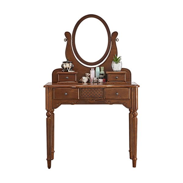 Solid Wood Makeup Table 57.08" H Makeup Vanity with 4 Drawers
