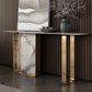 14 inch Wide Glam Accent Table Rectangle Stone Console Table for Hall