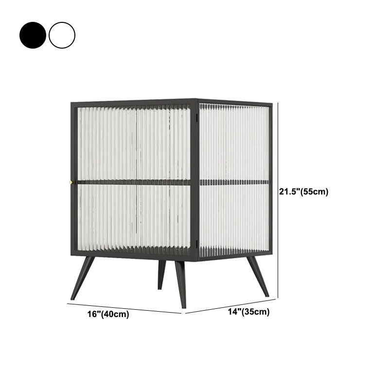 Modern Lower Shelf Nightstand Metal Bedside Cabinet with Glass Door for Bedroom Clearhalo 'Bedroom Furniture' 'furn' 'furn_night_stand' 'Furniture' 'night_stand' 'Nightstands' 1200x1200_0a9fad7d-e192-475a-b92a-fc9030c289dd