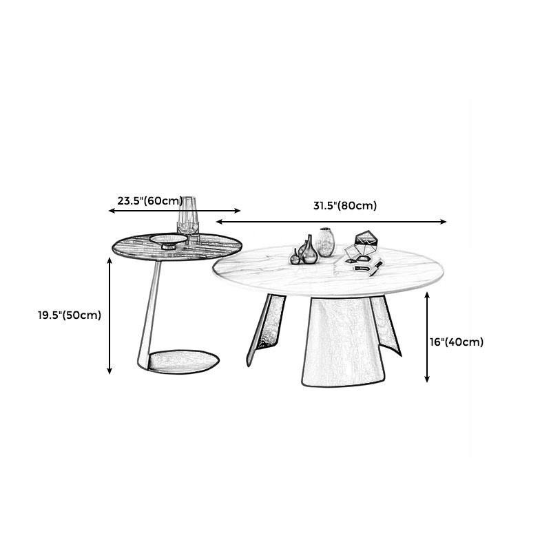 ペデスタルコーヒーテーブル黒/白の現代的な丸いカクテルテーブル