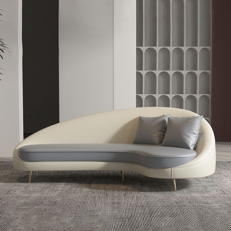 Faux Leather Curved Sofa Contemporary Sloped Arm Sofa for Living Room Clearhalo 'furn' 'furn_sofas' 'Furniture' 'Living Room Furniture' 'Sofa' 'sofas' 1200x1200_0aa2af49-5090-4a8c-b3a5-13abf8c1aade