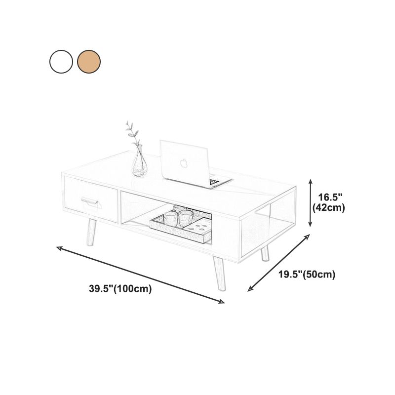 Modern 4 Legs Cocktail Table Wood 1 Single Coffee Table with Drawers Clearhalo 'Coffee & Accent Tables' 'Coffee Tables' 'coffee_tables' 'furn' 'furn_coffee_tables' 'Furniture' 'furniture_coffee_tables' 'Living Room Furniture' 1200x1200_0aa431d8-a6b3-48cc-848f-a69c5799feb4