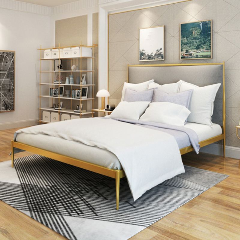 Modernes Metallplattform -Bett Standardbett mit gepolstertem Kopfteil