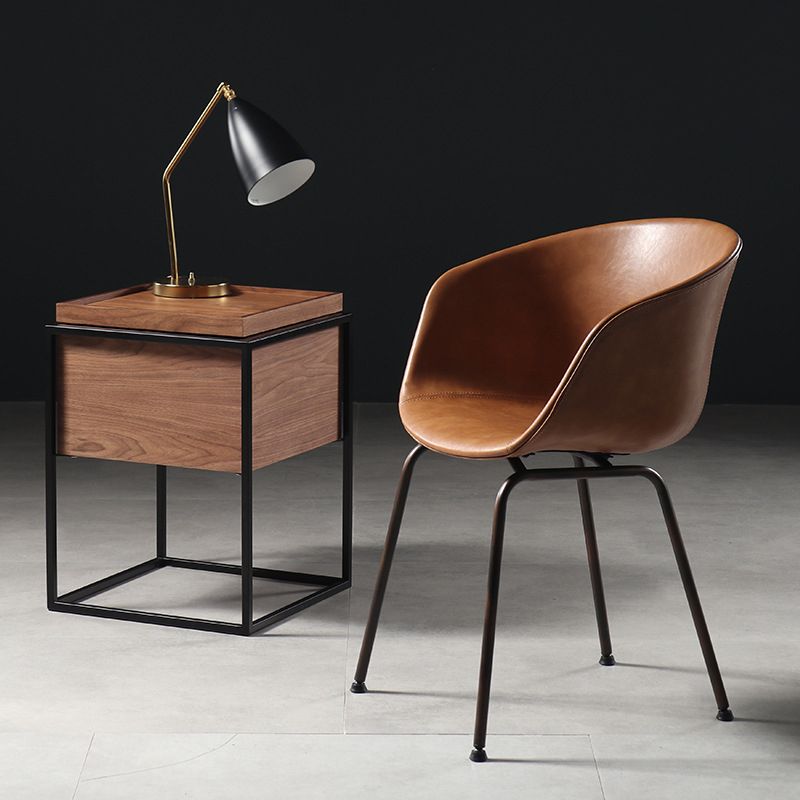 Industrial Style Metal Matte Finish Dining Arm Chair Solid Back Dining Chair Clearhalo ' kitchen&dining_furn' 'Dining Chairs' 'Dining Tables & Seating' 'dining_chair' 'Furniture' 'furniture_dining_chair' 'Kitchen & Dining Furniture' 'kitchen' 1200x1200_0aa675f4-b490-4d94-bb64-aa78bcae1776