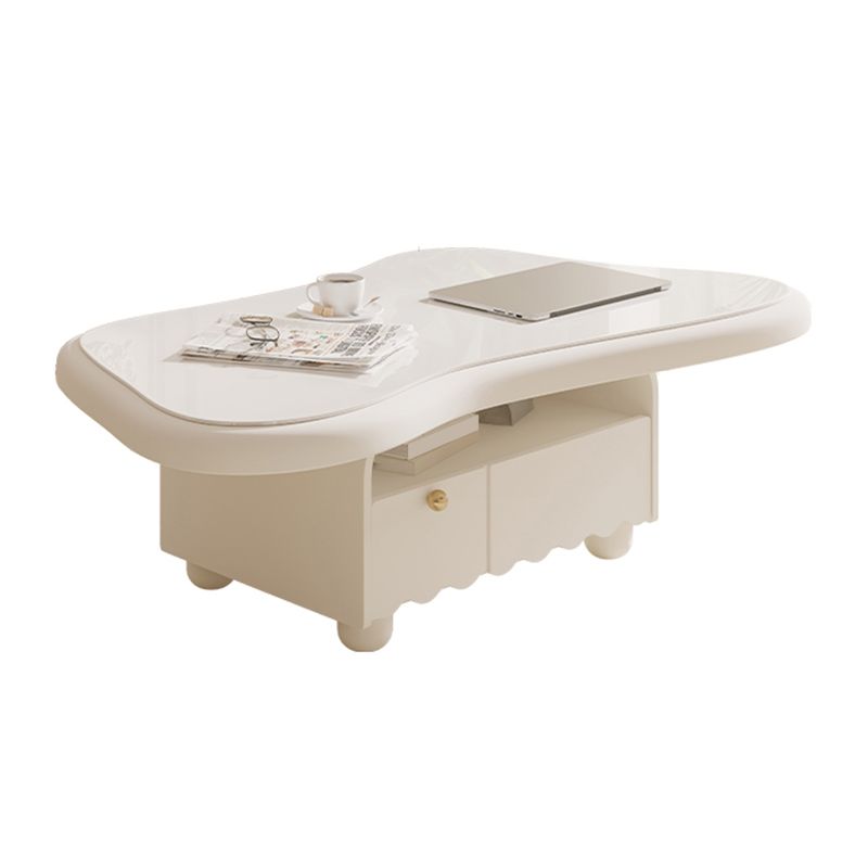 Slate Coffee Cocktail Table with Storage Drawers White Block Contemporary Clearhalo 'Coffee & Accent Tables' 'Coffee Tables' 'coffee_tables' 'furn' 'furn_coffee_tables' 'Furniture' 'Living Room Furniture' 1200x1200_0aac8f86-be8b-4a26-97b5-5bc053a06bbe