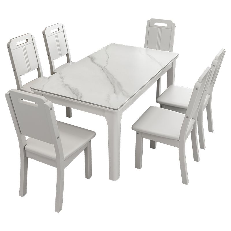 Rectangle Mid-Century Dining Table White Sintered Stone Fixed Table Clearhalo ' dining_table' 'Dining Tables & Seating' 'Dining Tables' 'furn' 'furn_dining_table' 'Furniture' 'furniture_dining_table' 'Kitchen & Dining Furniture' 'kitchen&dining_furn' 'kitchen' 'kitchen_dining_table' 1200x1200_0aadd46c-e972-4bb3-86ea-efc0a51fbaed