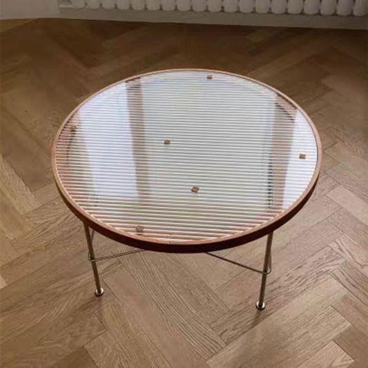 Modern Cross Legs Coffee Table Round Glass Top Coffee Cocktail Table for Living Room Clearhalo 'Coffee & Accent Tables' 'Coffee Tables' 'coffee_tables' 'furn' 'furn_coffee_tables' 'Furniture' 'Living Room Furniture' 1200x1200_0aaff7e0-62a6-4bac-a4d1-7153d7b2849d