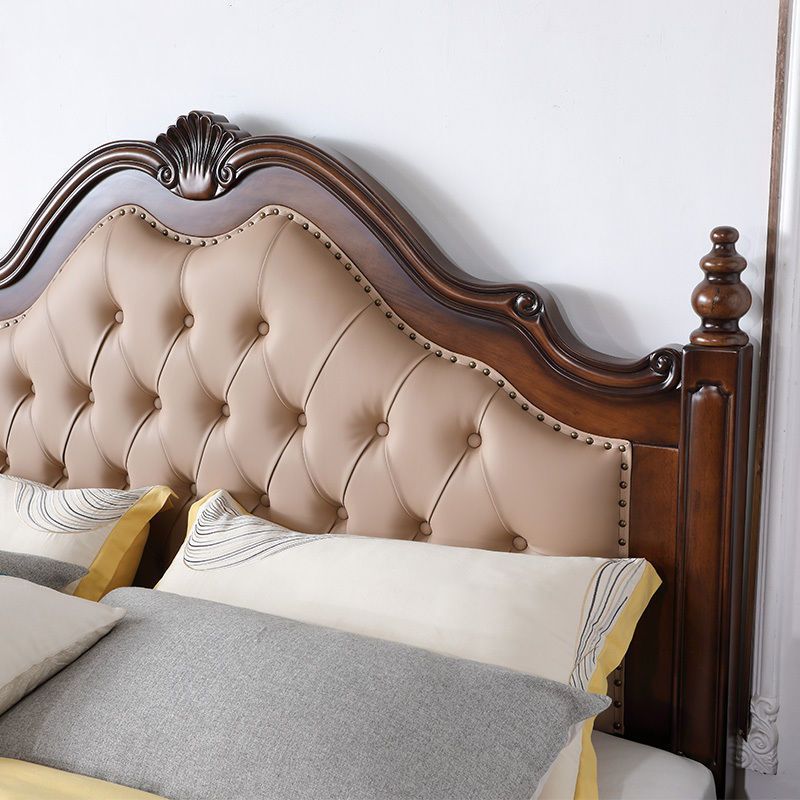 Panel Solid Color Bed Frame Solid Wood Bed Frame with Headboard