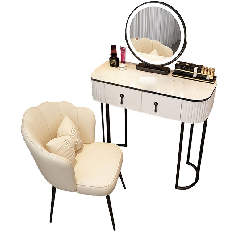 Modern Bedroom Vanity Dressing Table Mirror Wood Makeup Vanity Desk with Drawer