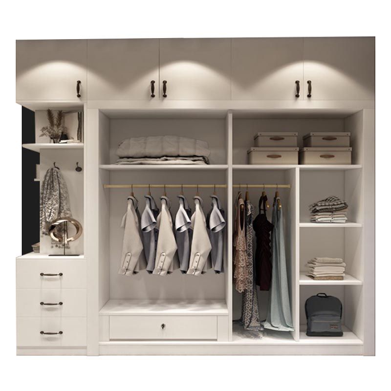 Contemporary Wardrobe White Colour Wooden Wardrobe Closet With 2 Drawers Clearhalo 'Armoires & Wardrobes' 'armoires_wardrobes' 'Bedroom Furniture' 'furn' 'furn_armoires_wardrobes' 'Furniture' 1200x1200_0ab2ea2f-a7eb-494c-86a6-a73ce43126f5