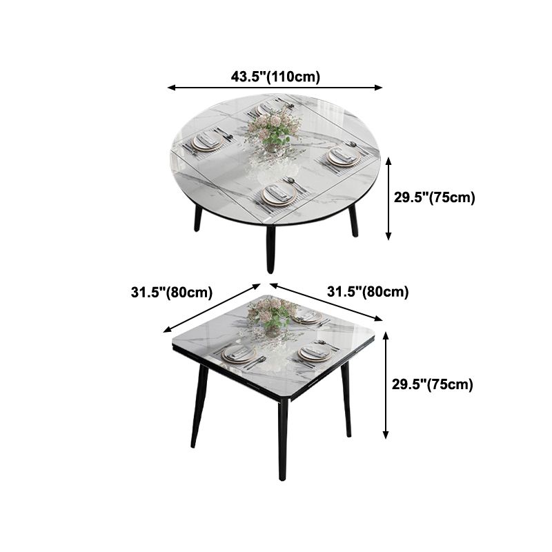 Industrial Style Dining Table Sintered Stone Drop-Leaf Table with 4 Legs Clearhalo ' dining_table' 'Dining Tables & Seating' 'Dining Tables' 'furn' 'furn_dining_table' 'Furniture' 'furniture_dining_table' 'Kitchen & Dining Furniture' 'kitchen&dining_furn' 'kitchen' 'kitchen_dining_table' 1200x1200_0ab3200f-74db-4cd7-b4d4-602e3468f1b4