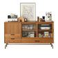 Tavolo di sideboard in legno massiccio mensole regolabili naturali credenza con porta di vetro