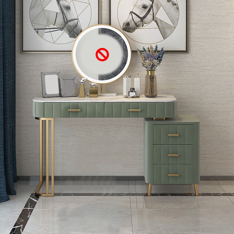 5-Drawers Vanity Makeup Table Set Vanity Stool with Wood Accent Clearhalo 'Bedroom Furniture' 'furn' 'furn_makeup_vanities' 'Furniture' 'Makeup Vanities' 'makeup_vanities' 1200x1200_0ab4404f-557e-40e3-a475-ee642a1d7dac