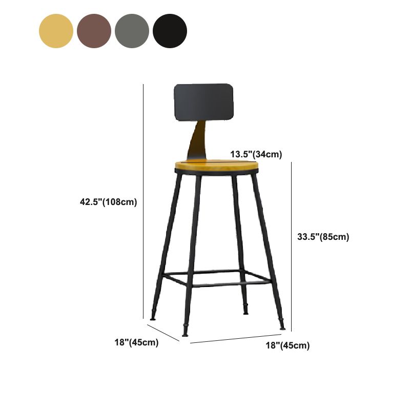 Industrial Armless Backrest Counter Stool Iron Dining Room Bar Stool with Pedal Clearhalo 'Bar Furniture' 'Bar Stools' 'bar_stools' 'furn' 'furn_bar_stools' 'Furniture' 'Kitchen & Dining Furniture' 1200x1200_0ab51c82-ff12-4572-a8d1-895bae0205c5