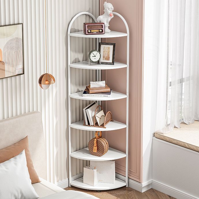 Scandinavian Open Corner Bookshelf with Iron Frame Manufactured Wood Bookcase Clearhalo 'Bookcases' 'furn' 'furn_bookcases' 'Furniture' 'furniture_bookcases' 'Office Furniture' 1200x1200_0ab55aa2-ecd0-48b8-8184-0db792d4f618