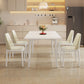 Modern Rectangular Dining Table White Stone Tabletop with Wood Legs Clearhalo 'Dining Tables & Seating' 'Dining Tables' 'dining_table' 'furn' 'furn_dining_table' 'Furniture' 'Kitchen & Dining Furniture' 1200x1200_0aba3167-aa59-497e-91f0-05e1fd6414f7