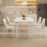 Modern Rectangular Dining Table White Stone Tabletop with Wood Legs Clearhalo 'Dining Tables & Seating' 'Dining Tables' 'dining_table' 'furn' 'furn_dining_table' 'Furniture' 'Kitchen & Dining Furniture' 1200x1200_0aba3167-aa59-497e-91f0-05e1fd6414f7