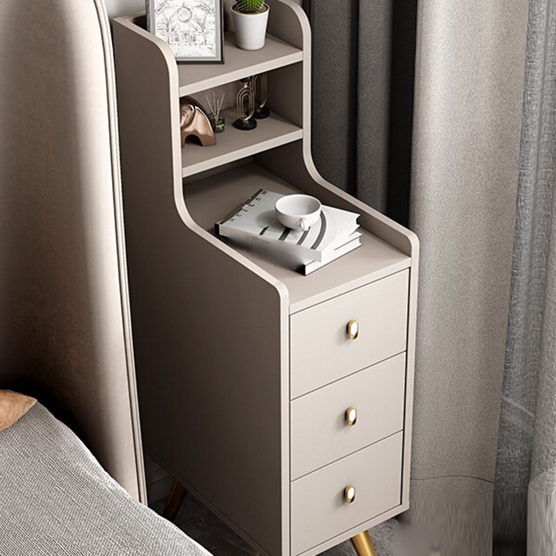 Table de nuit à 3 tirages 16 "W Table de nuit blanche / gris pour chambre à coucher