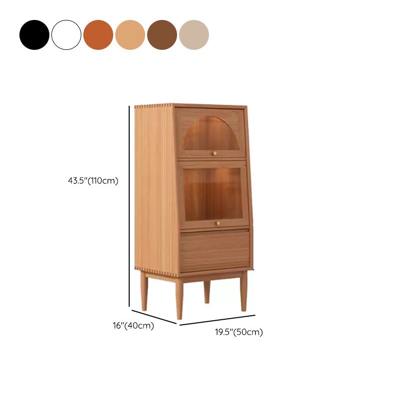 2 - Door and 1 - Drawer Pine Wood Chest 43.3" Tall Glass Paned Side Cabinet Clearhalo 'Cabinets & Chests' 'cabinets_chests' 'furn' 'furn_cabinets_chests' 'Furniture' 'Living Room Furniture' 1200x1200_0abb1eee-1c4b-4009-ae47-8c495d82e6c4