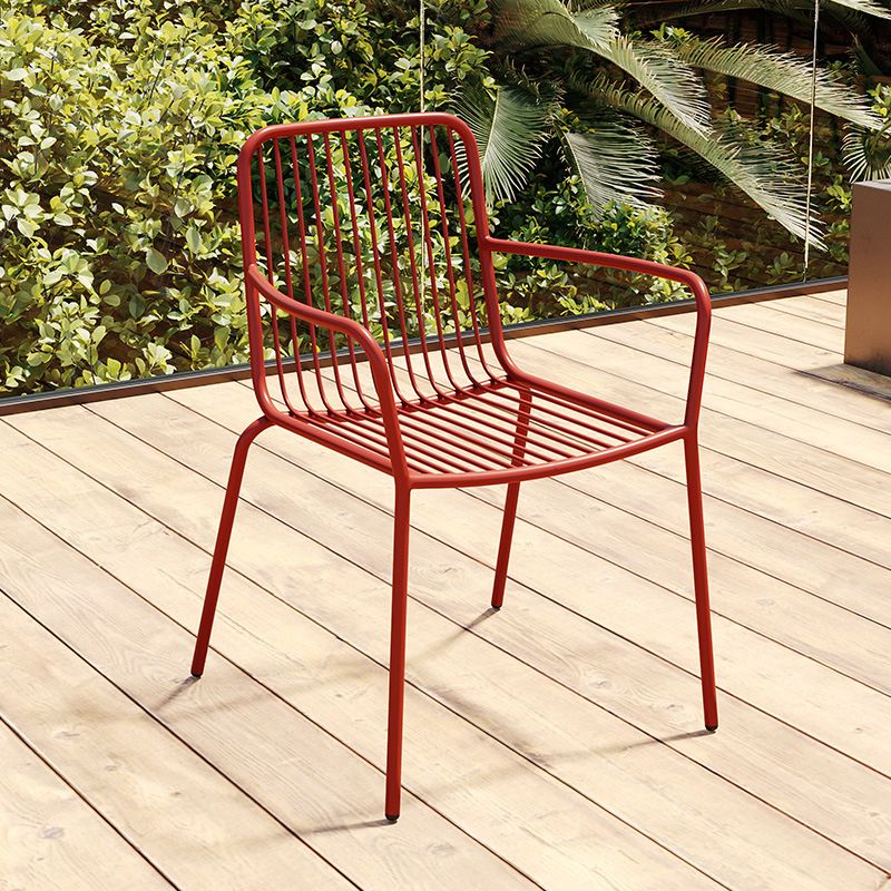 Outdoor Patio Arm Chair Metal Industrial Chairs with Slat Back Clearhalo 'Dining Chairs' 'Dining Tables & Seating' 'dining_chair' 'furn' 'furn_dining_chair' 'Furniture' 'Kitchen & Dining Furniture' 1200x1200_0abb5d77-7a27-4a21-8287-f9916964d441