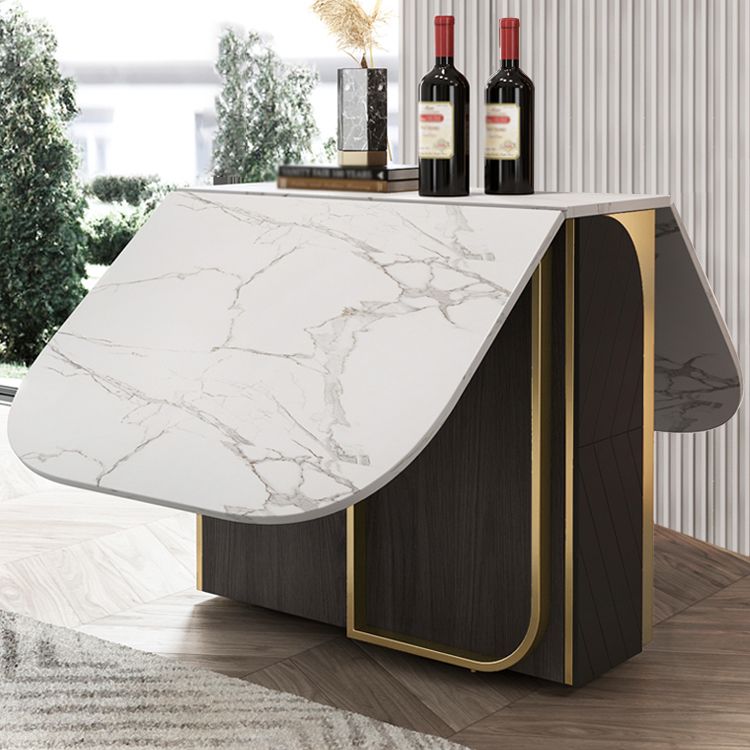 Modern Style Rectangle Dining Table Drop-Leaf 62" Table with Metal Base for Home Use Clearhalo ' dining_table' 'Dining Tables & Seating' 'Dining Tables' 'furn' 'furn_dining_table' 'Furniture' 'furniture_dining_table' 'Kitchen & Dining Furniture' 'kitchen&dining_furn' 'kitchen' 'kitchen_dining_table' 1200x1200_0abd01c6-26dd-48d9-87b8-6d1c53059348