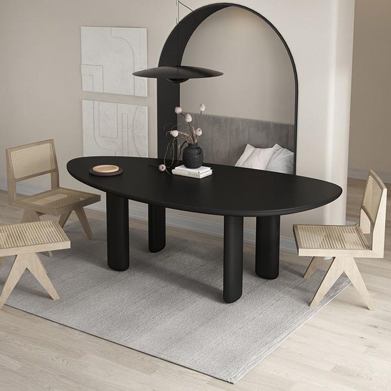 Modern gebogen kantoor bureau massief hout parsons zwart schrijfbureau