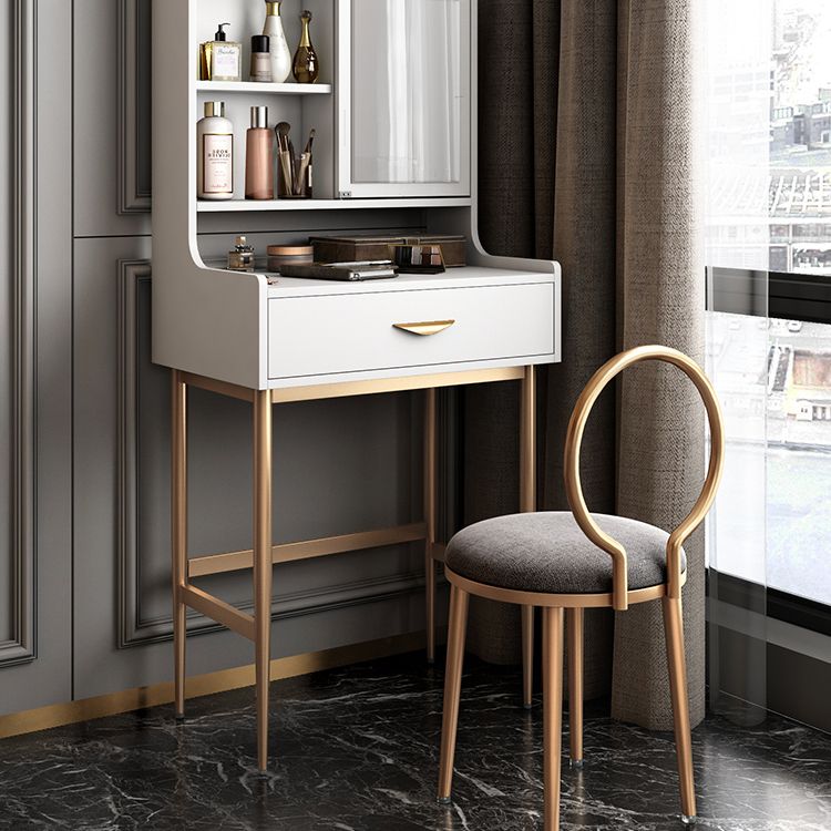 Luxurious Vanity Set 1/2 Storage Drawers with Mirror & Padded Stool Clearhalo 'Bedroom Furniture' 'furn' 'furn_makeup_vanities' 'Furniture' 'Makeup Vanities' 'makeup_vanities' 1200x1200_0abf6df7-07b2-453c-aaec-19c0b69a1e31