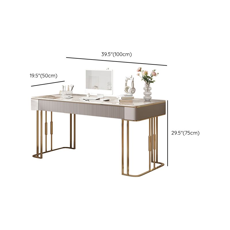 Tavolo da lavoro a forma di rettangolare banchi di scrittura in pietra in bianco