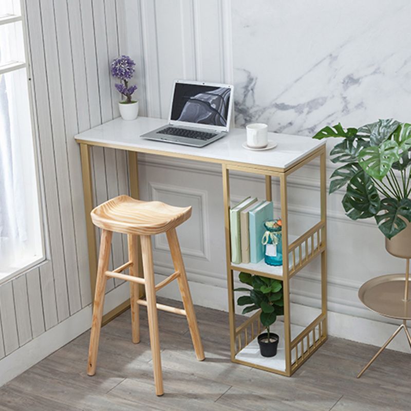 Stenen bar eettafel glam rectangle balk tafel met dubbele voetstuk voor keuken