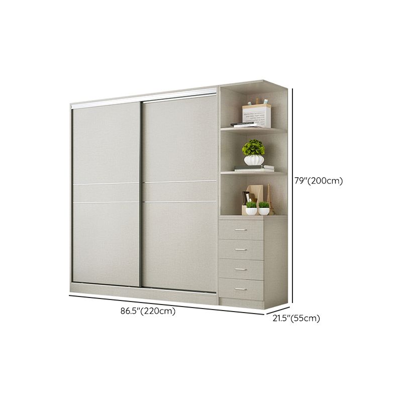 Modern Artificial Wood Wardrobe Freestanding Wardrobe with Sliding Doors for Living Room Clearhalo 'Armoires & Wardrobes' 'armoires_wardrobes' 'Bedroom Furniture' 'furn' 'furn_armoires_wardrobes' 'Furniture' 1200x1200_0ac33aa6-4e5c-489f-b5cd-9cd727db69e0