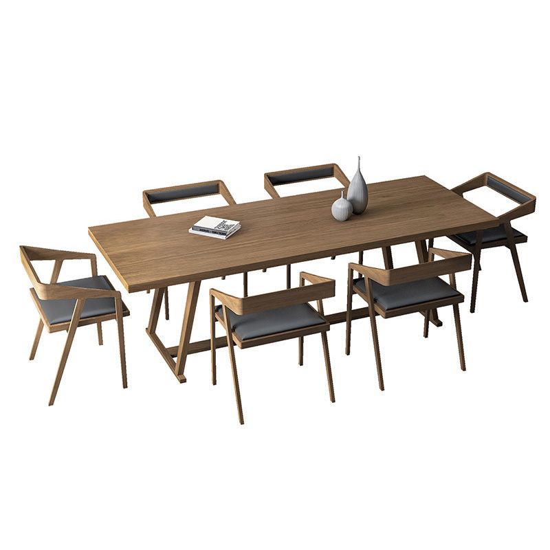 Industrial 1/5/7 Pieces Dining Set Rectangle Pine Wood Dining Table Set for Cafe Clearhalo 'Dining Room Sets' 'Dining Tables & Seating' 'dining_room_set' 'furn' 'furn_dining_room_set' 'Furniture' 'Kitchen & Dining Furniture' 1200x1200_0ac3ac8c-5a0b-4d31-81ad-1a3465e6c077