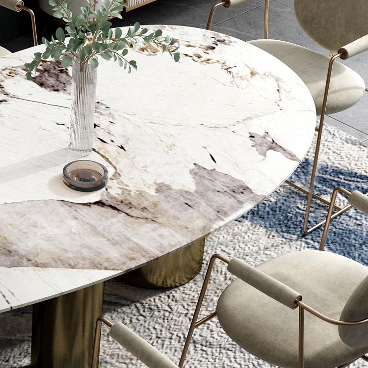 Traditional Luxury Oval Dining Table White Sintered Stone Dining Table with 3 Legs Clearhalo ' dining_table' 'Dining Tables & Seating' 'Dining Tables' 'furn' 'furn_dining_table' 'Furniture' 'furniture_dining_table' 'Kitchen & Dining Furniture' 'kitchen&dining_furn' 'kitchen' 'kitchen_dining_table' 1200x1200_0ac3addd-822f-4e40-a824-9a719fd653bb