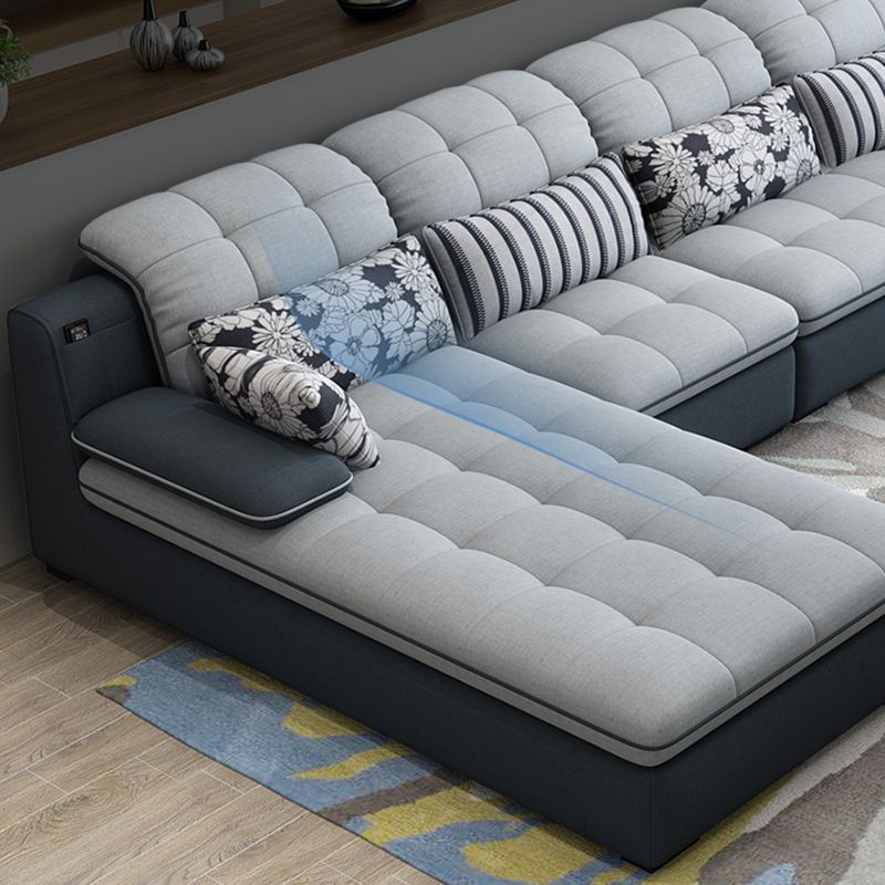 Contemporary Pillow Top Arm Sofa with Storage Bag Adjustable Backrest Sofa Clearhalo 'furn' 'furn_sectionals' 'Furniture' 'furniture_sectionals' 'kitchen' 'kitchen_sectionals' 'Living Room Furniture' 'Sectionals' 1200x1200_0ac3e08b-2d5a-44f3-bfef-5d30c4e696a7