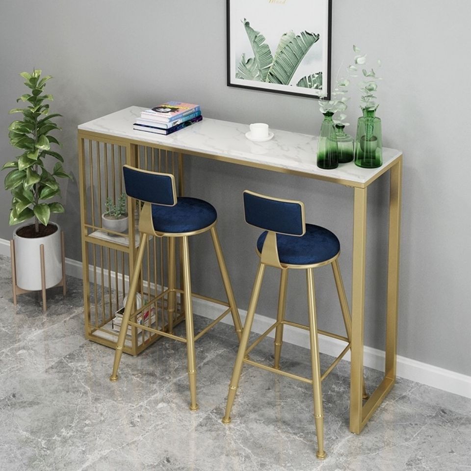 Bancone della barra del rettangolo glam nordico contropiede con gambe metalliche