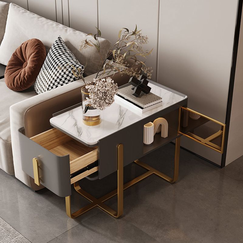 Cross Legs End Table 1-Drawer Tray Top Corner Table with Cabinet Clearhalo 'Coffee & Accent Tables' 'End & Side Tables' 'end_side_tables' 'furn' 'furn_end_side_tables' 'Furniture' 'Living Room Furniture' 1200x1200_0ac41112-252d-41a8-b061-14485b407d68