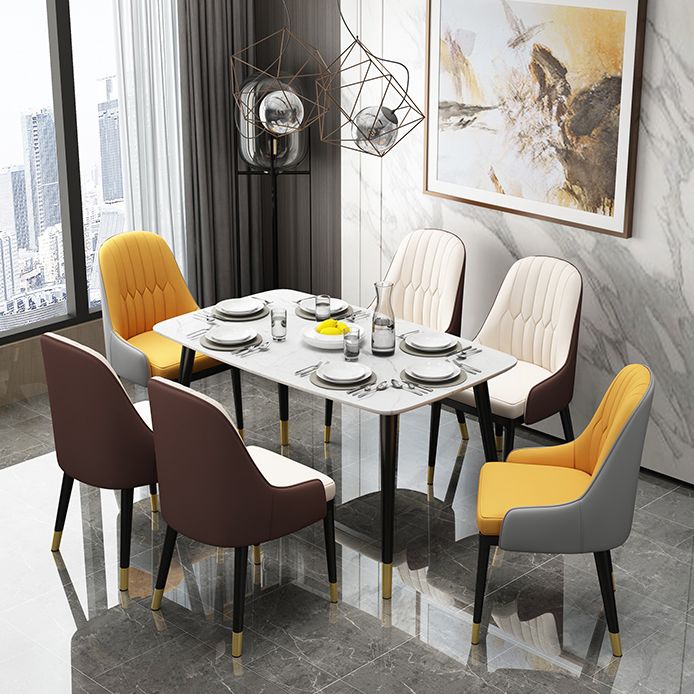 Scandinavian Style Metal Dining Chairs Dining Room Armless Parsons Chair Clearhalo ' kitchen&dining_furn' 'Dining Chairs' 'Dining Tables & Seating' 'dining_chair' 'furn' 'furn_dining_chair' 'Furniture' 'furniture_dining_chair' 'Kitchen & Dining Furniture' 'kitchen' 1200x1200_0ac4c470-3706-446f-a96d-a9383e2701bf