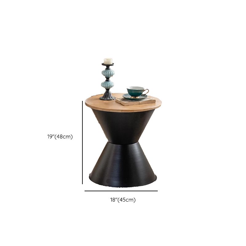 Table basse ronde en bois vieilli, table de cocktail sur pied en métal
