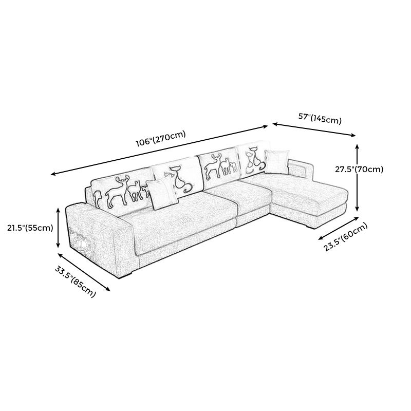 Cotton Blend Sofa and Faux Leather Square Arm Pillowed Back Cushions Sectionals Clearhalo 'furn' 'furn_sectionals' 'Furniture' 'Living Room Furniture' 'Sectionals' 1200x1200_0ac8266f-291b-43a9-b2e0-d36b88d0ecc6