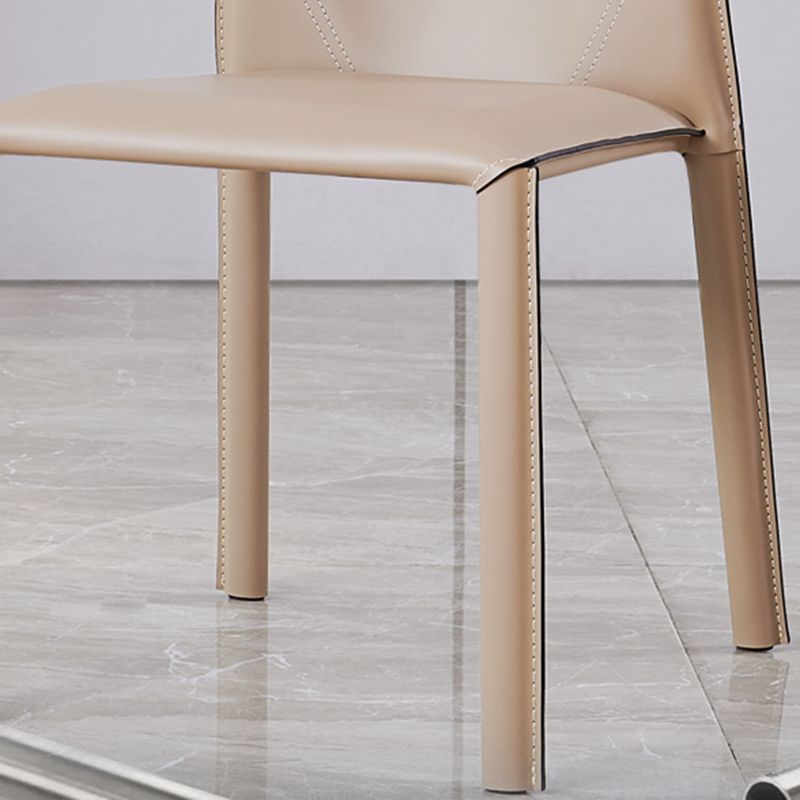 Sillas de comedor de espalda baja moderna silla lateral de cuero sintética